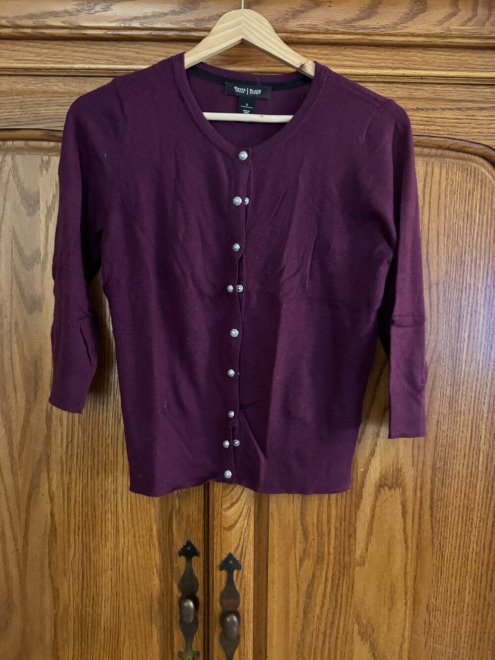 White House Black Market Plum Button-Front Cardigan